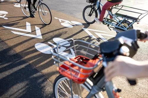 Vélos sur une piste cyclable