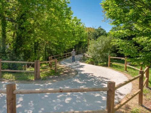 Greenway secured by wooden barriers